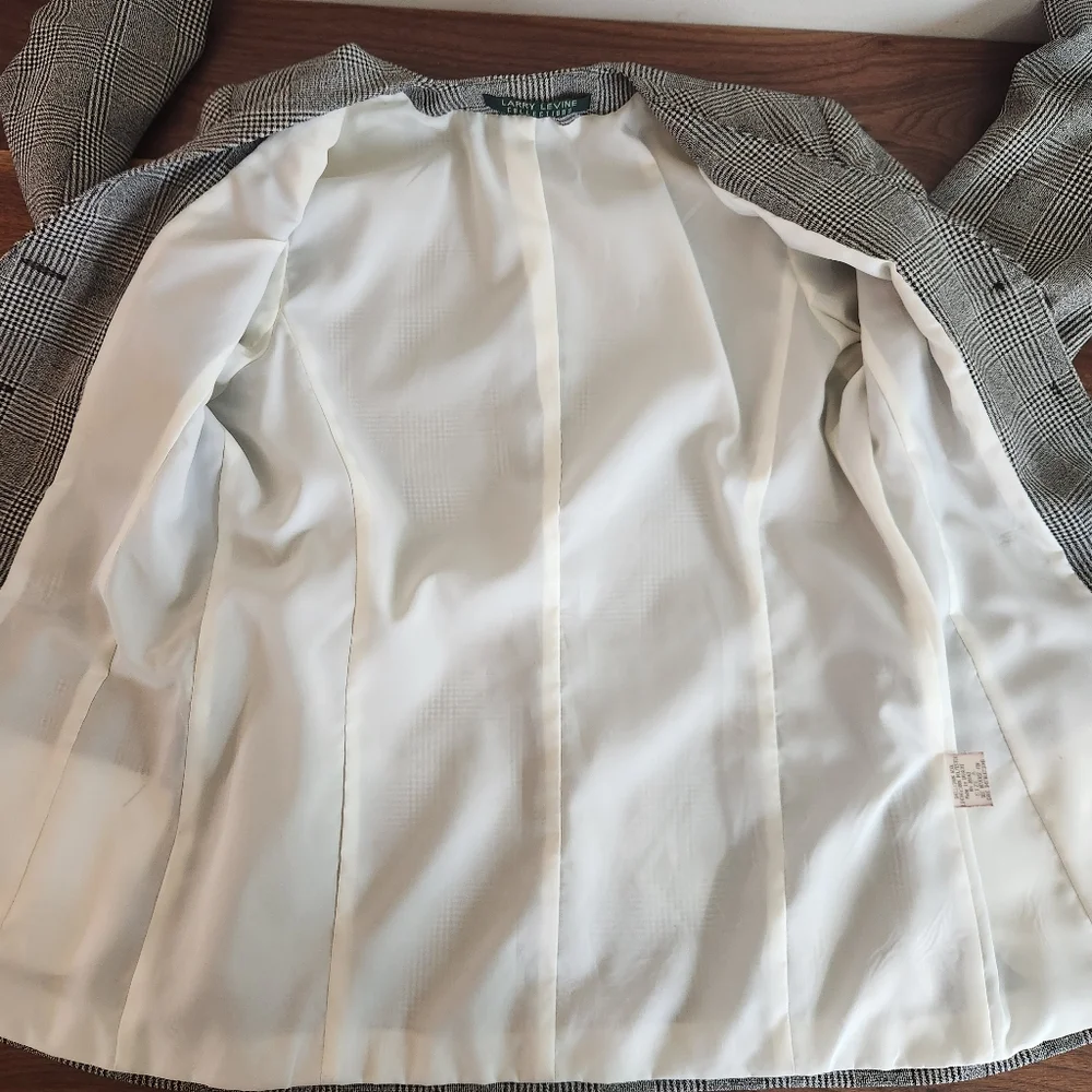 Larry Levine Vintage Womens Gray Wool Blazer Jacket 4 Button Fully Lined Size 8